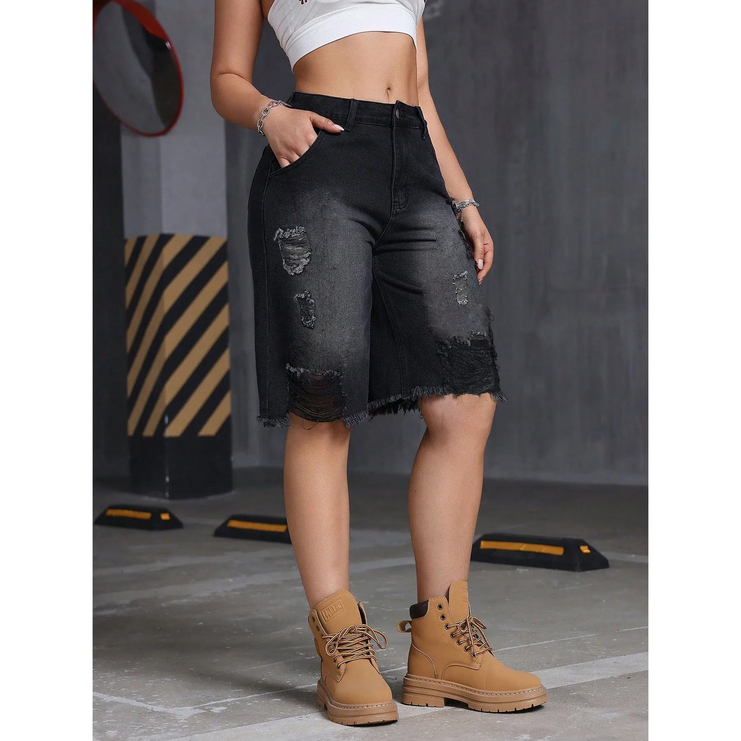 Shorts Female Jeans Jorts Summer New Women Stretch Free Denim Distressed Shorts Casual Fashion