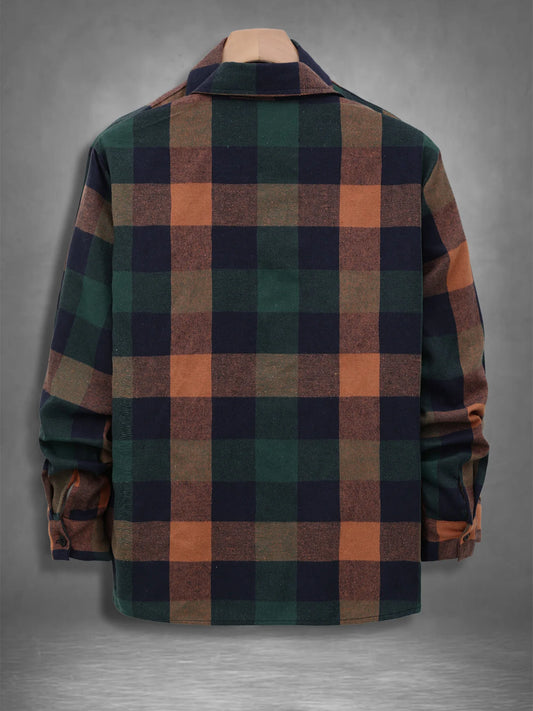 Vintage Plaid Long Sleeve Flannel Shirt Men's Spring Fall Loose Casual Top