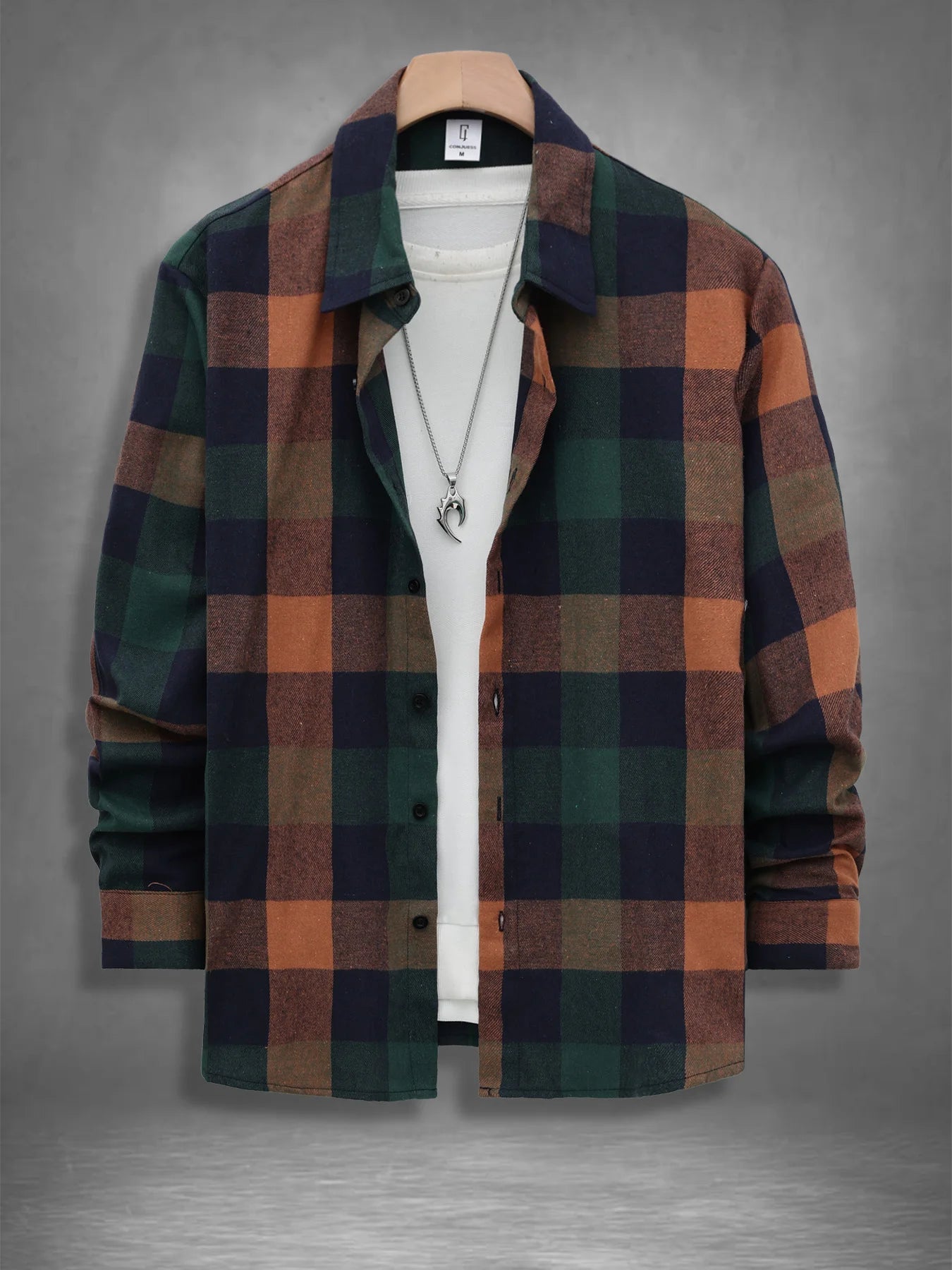 Vintage Plaid Long Sleeve Flannel Shirt Men's Spring Fall Loose Casual Top