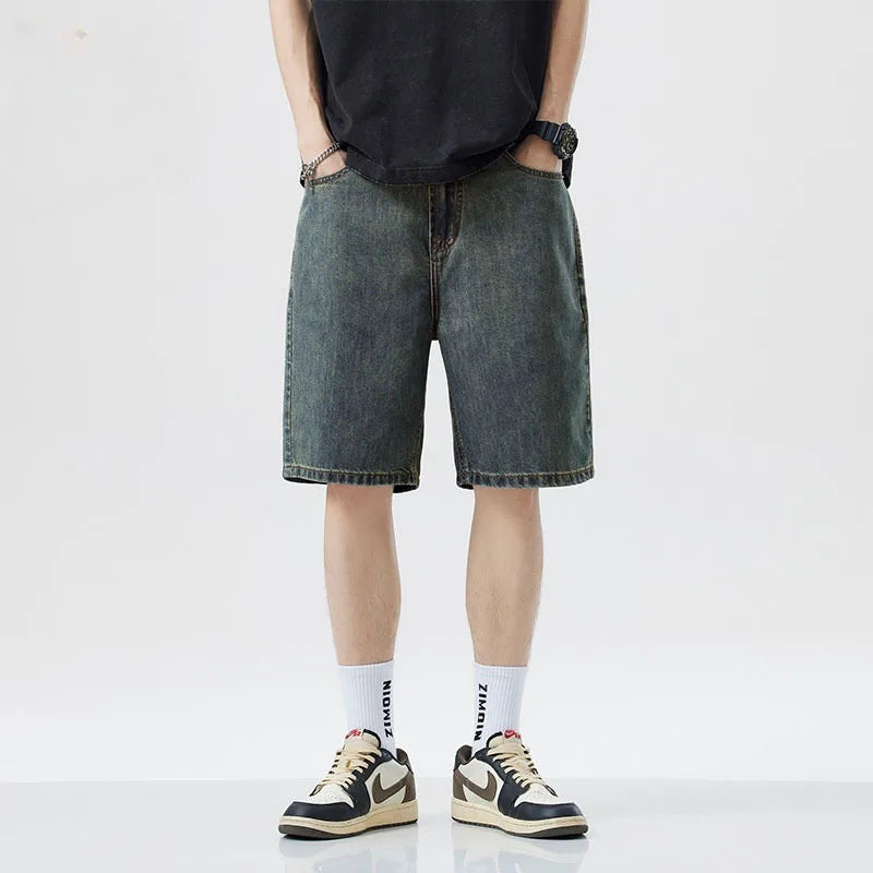 2026 New Summer Shorts Jeans Men Denim Pants Stretch Dark Blue Fashion Design Men's Jeans Slim Straight Male Short Jeans Hombre
