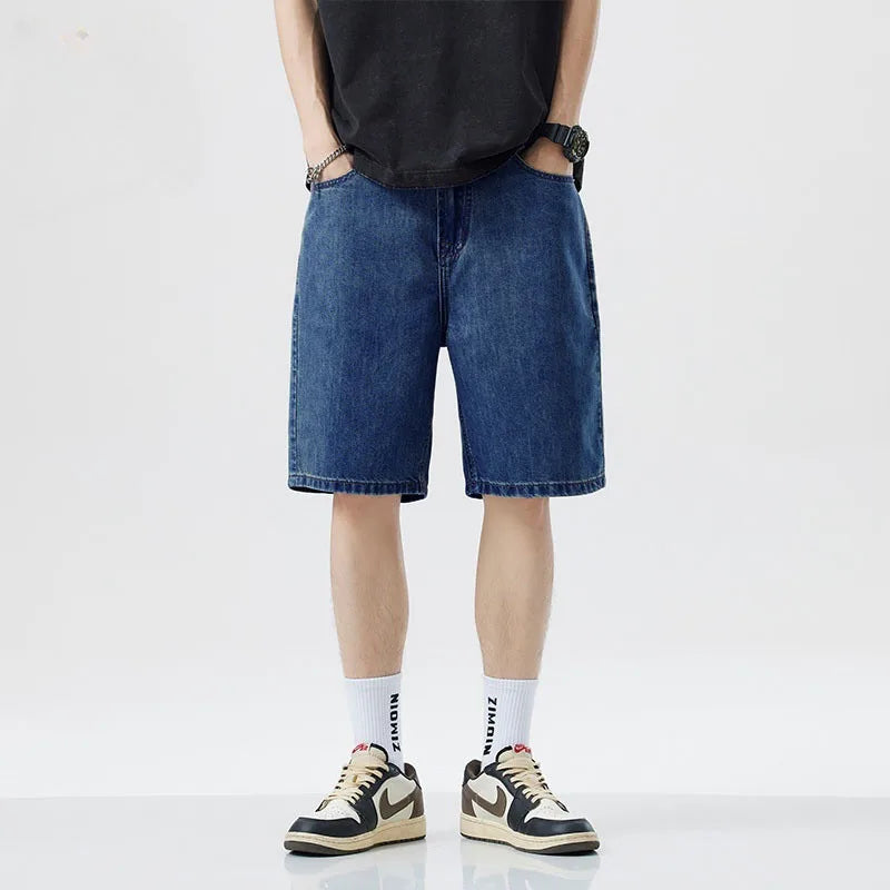 2025 New Summer Shorts Jeans Men Denim Pants Stretch Dark Blue Fashion Design Men's Jeans Slim Straight Male Short Jeans Hombre
