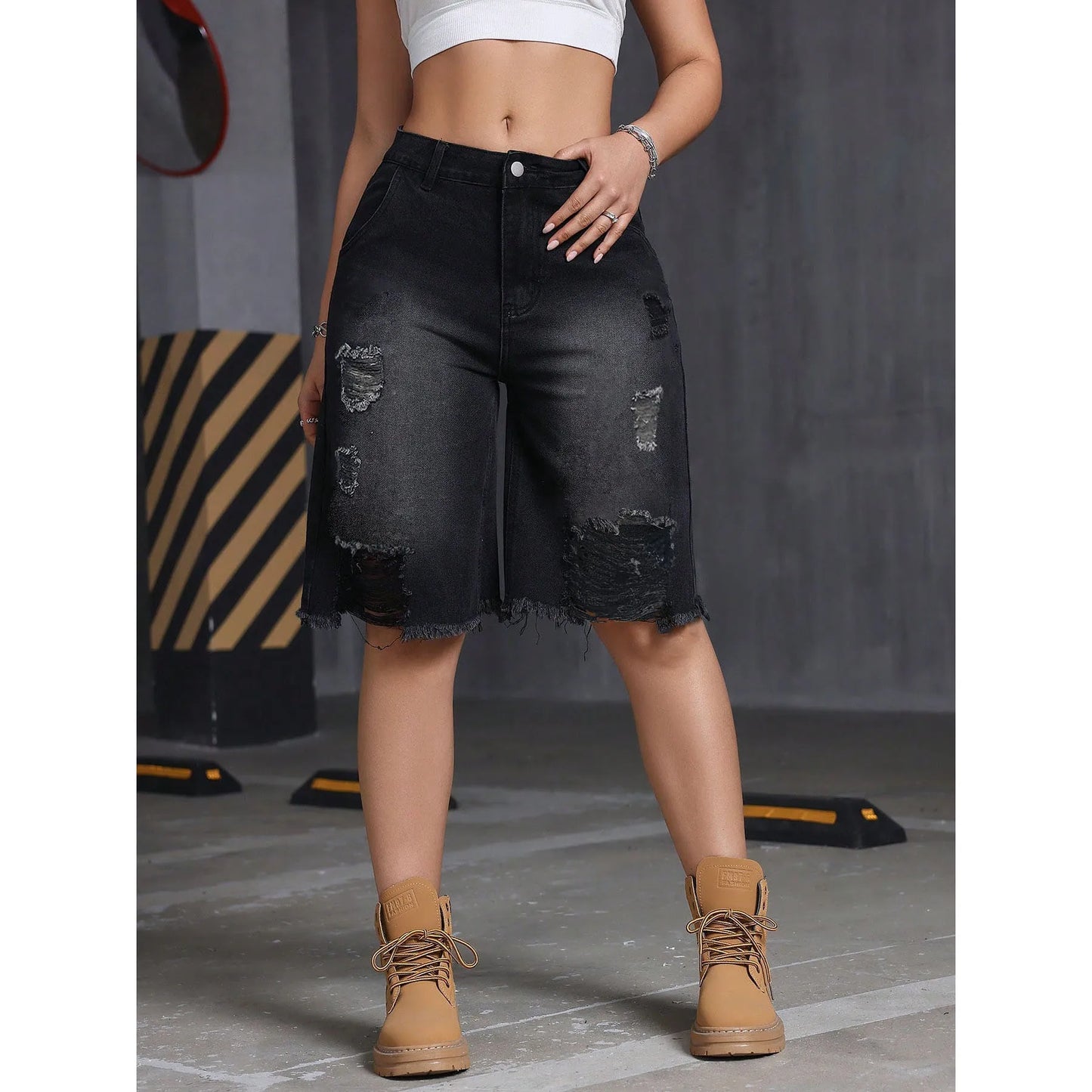 Shorts Female Jeans Jorts Summer New Women Stretch Free Denim Distressed Shorts Casual Fashion